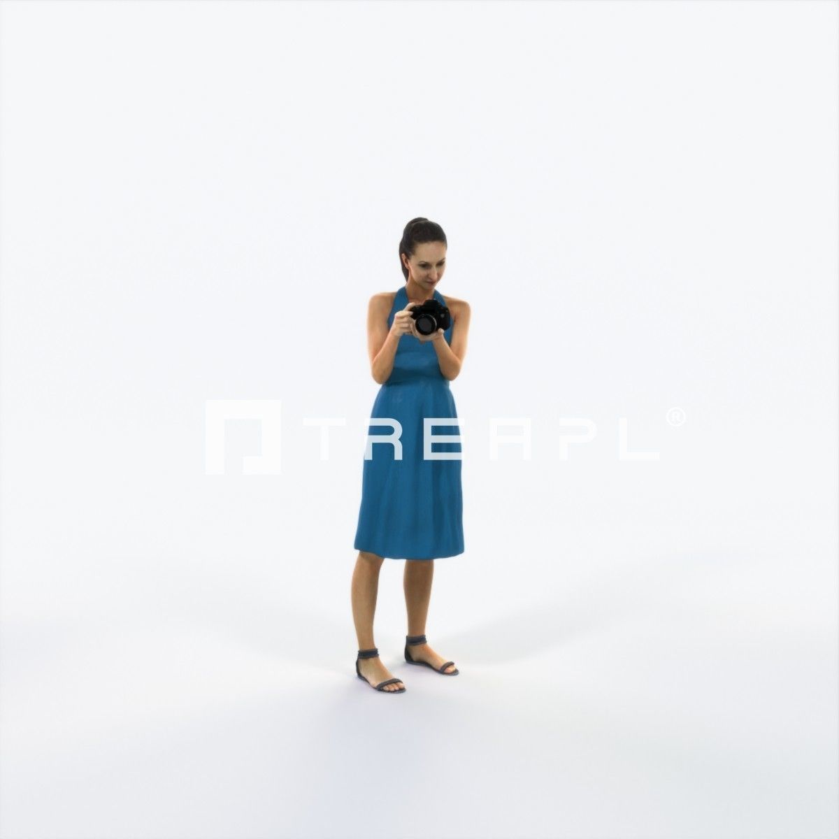 Mirage 13K Summer Camera Photographer Casual Woman Low-poly 3D model_2