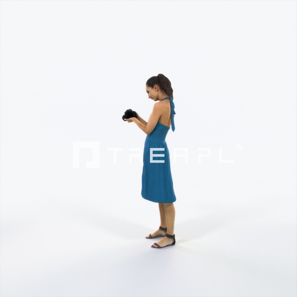 Mirage 13K Summer Camera Photographer Casual Woman Low-poly 3D model_6