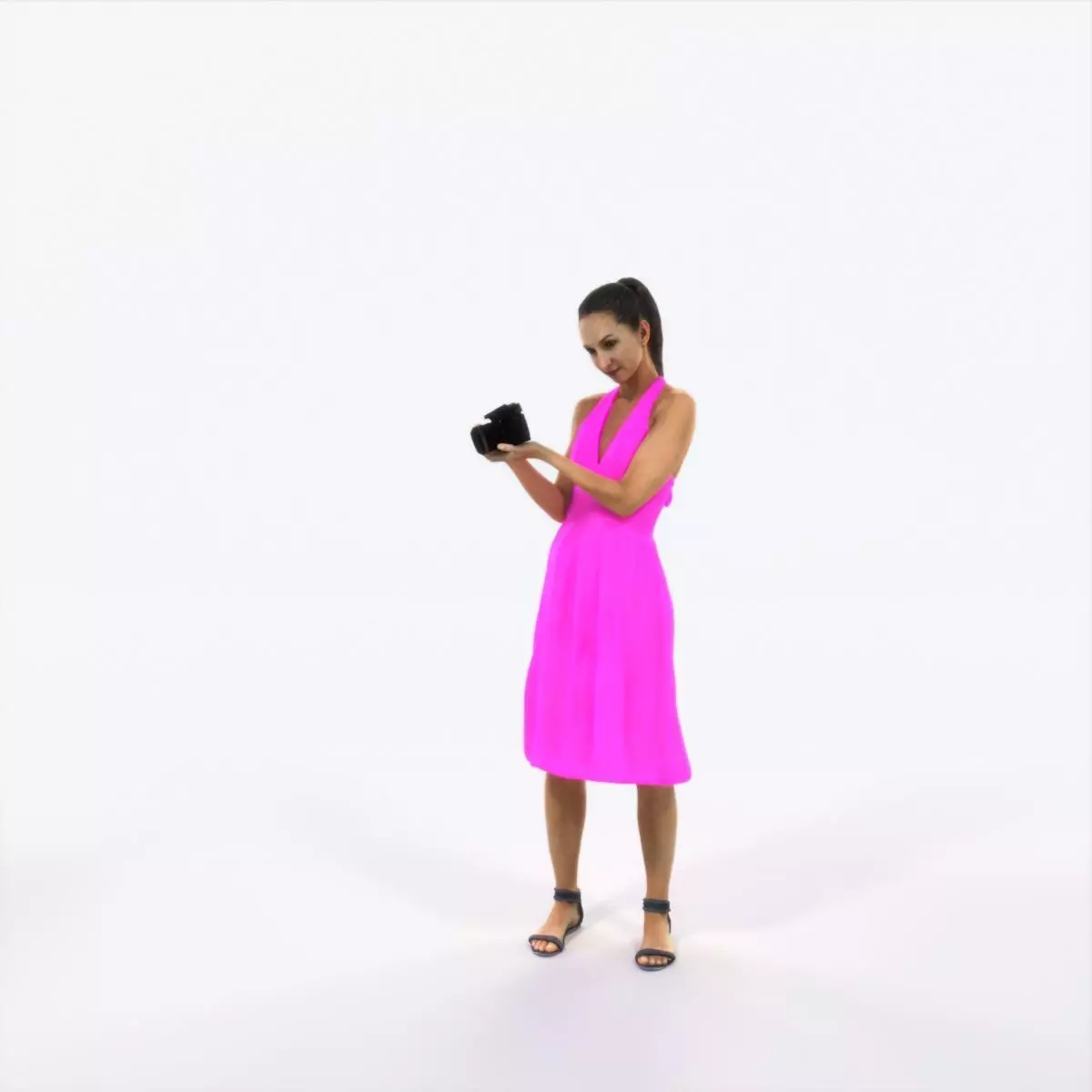Mirage 13I Summer Camera Photographer Casual Woman Low-poly 3D model_0