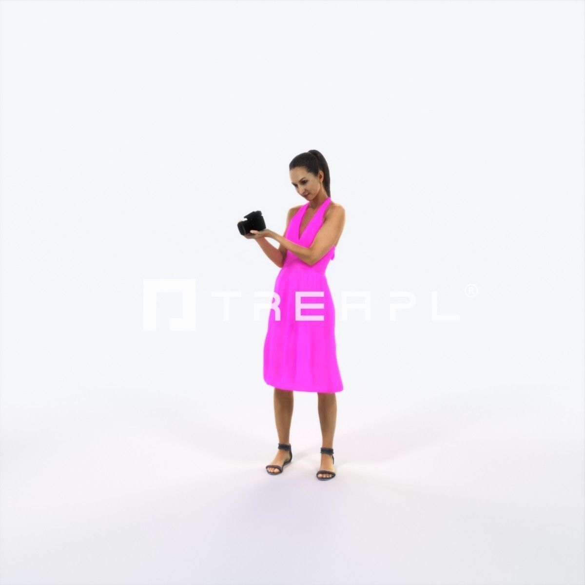 Mirage 13I Summer Camera Photographer Casual Woman Low-poly 3D model_1