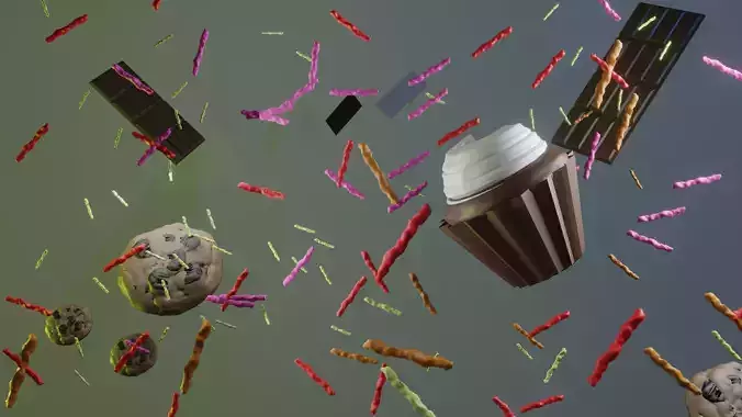 animation 3D models sweets cup cake chocolate cookies 3D model