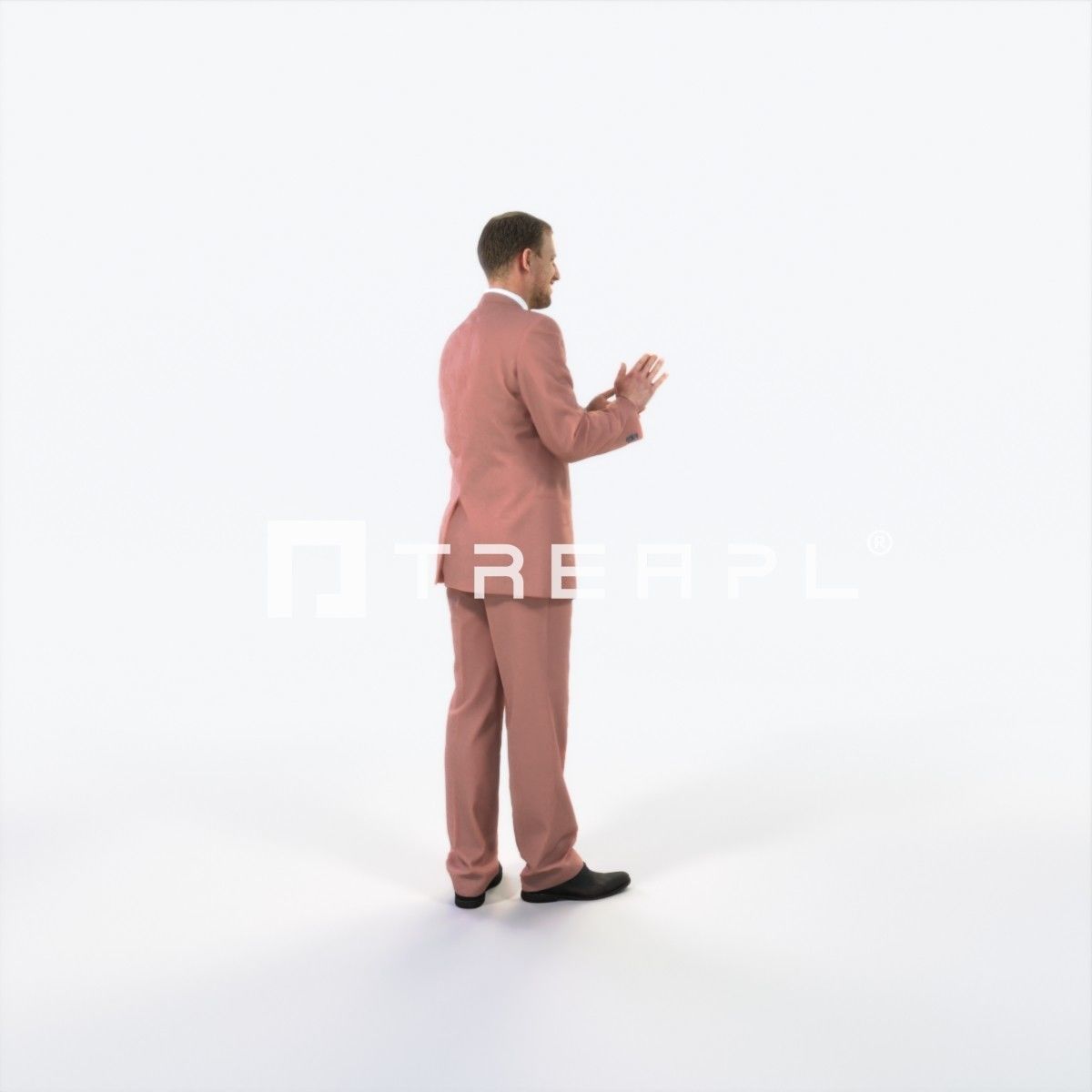 Mistery 07I Clapping Elegant Man Low-poly 3D model_3