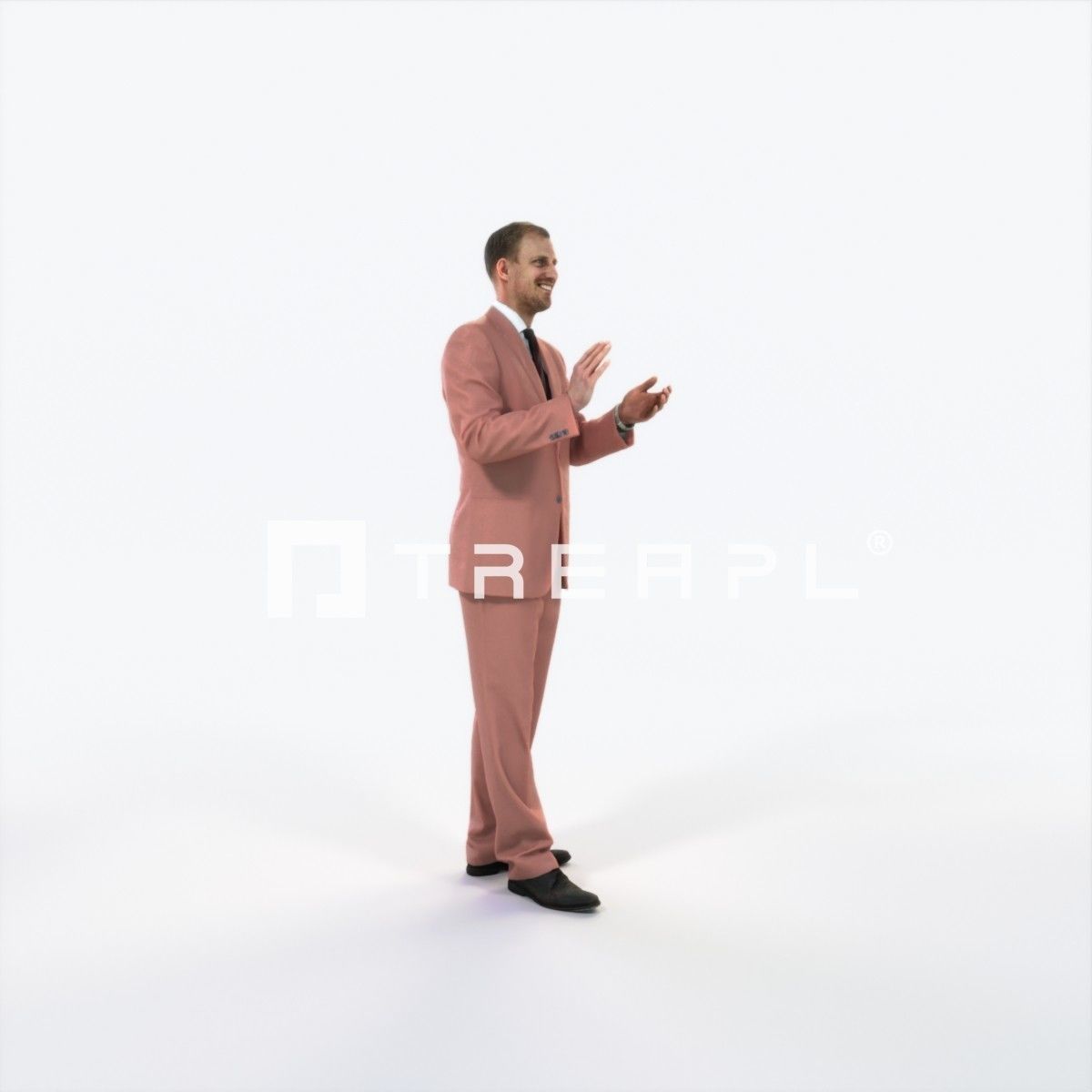 Mistery 07I Clapping Elegant Man Low-poly 3D model_2