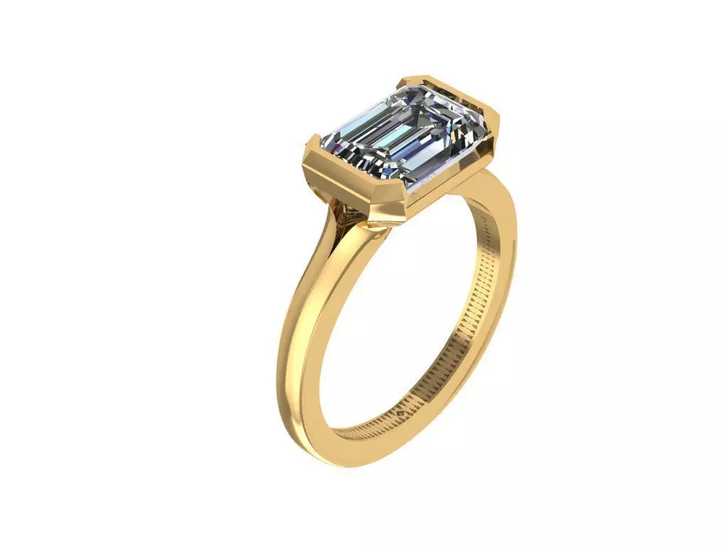 emerald cut engagement ring 3D model
