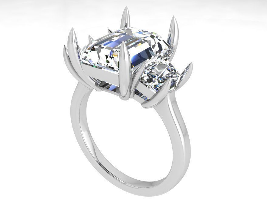 Opened chain style diamond ring 3738 3D print model 3D print model_2