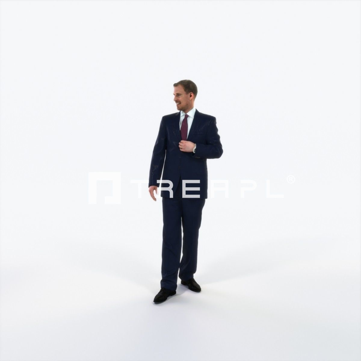 Mistery 09K Listening Elegant Man Low-poly 3D model_6