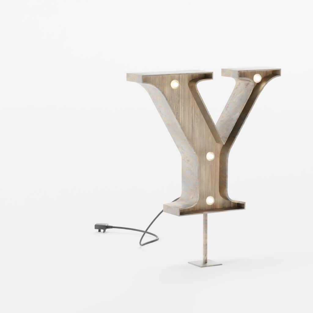 Vintage Marquee Letters Carnival Lights Signs Alpha-Numeric Low-poly 3D model_37