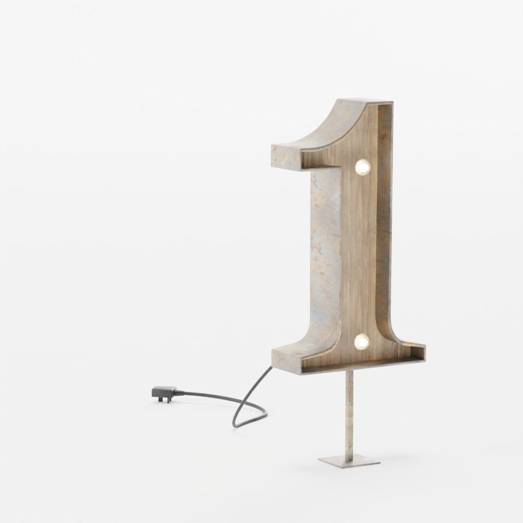 Vintage Marquee Letters Carnival Lights Signs Alpha-Numeric Low-poly 3D model_4