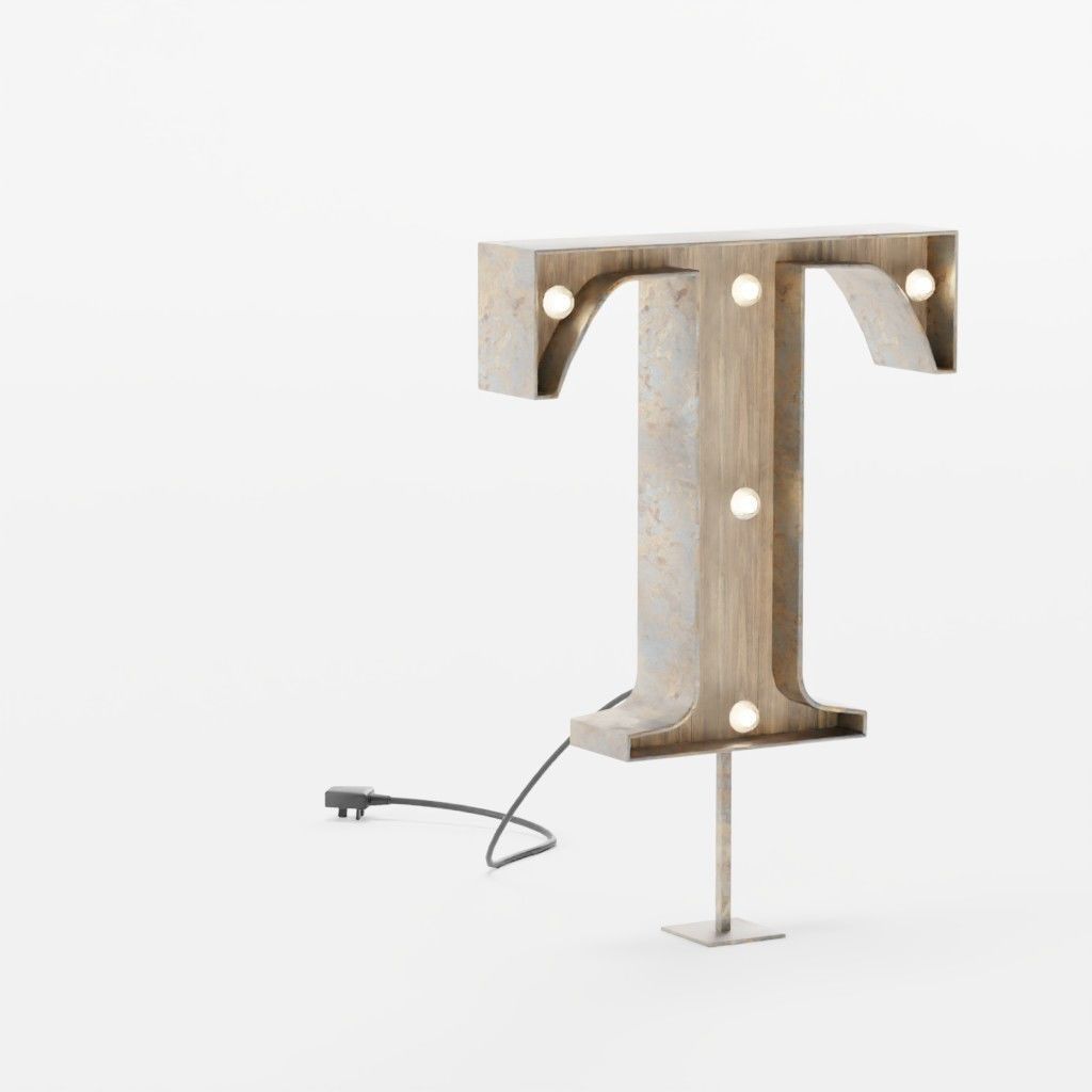 Vintage Marquee Letters Carnival Lights Signs Alpha-Numeric Low-poly 3D model_32