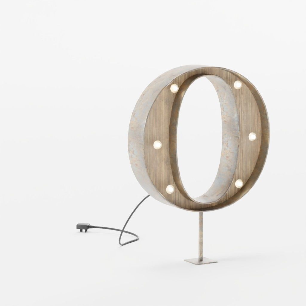 Vintage Marquee Letters Carnival Lights Signs Alpha-Numeric Low-poly 3D model_27