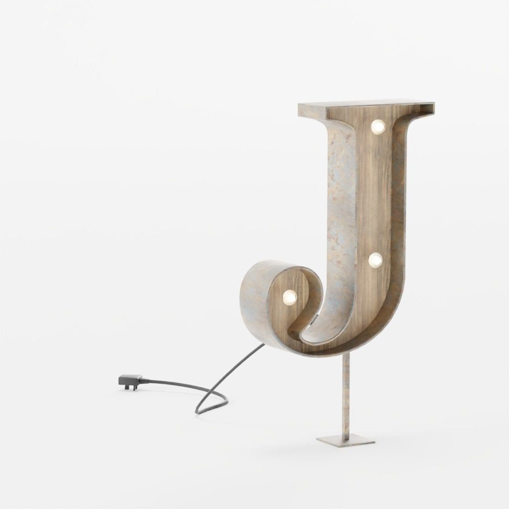 Vintage Marquee Letters Carnival Lights Signs Alpha-Numeric Low-poly 3D model_22