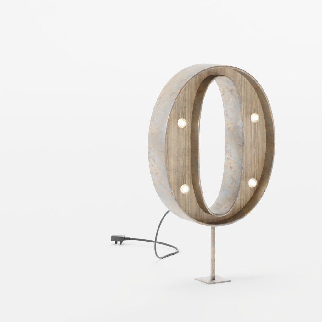 Vintage Marquee Letters Carnival Lights Signs Alpha-Numeric Low-poly 3D model_3