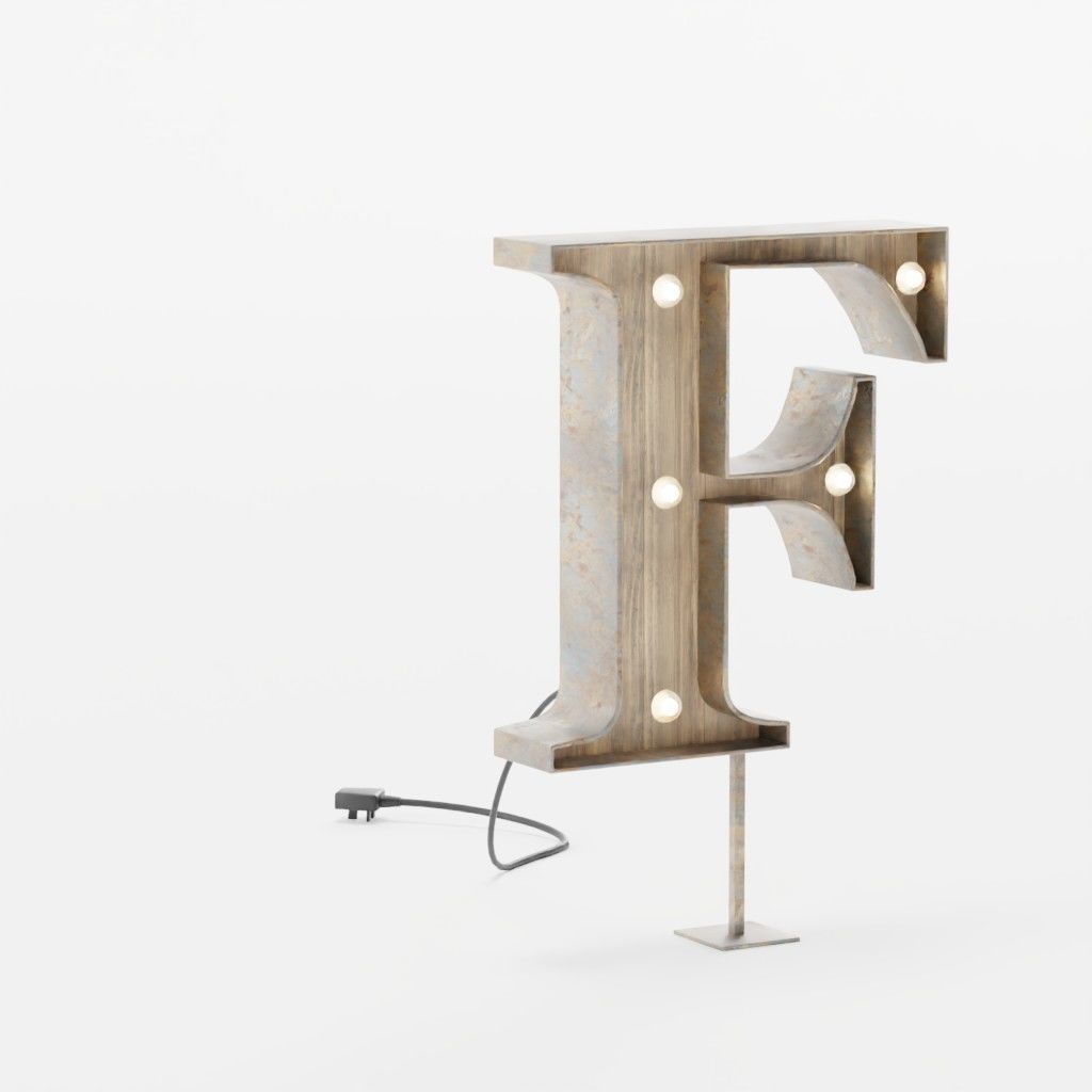 Vintage Marquee Letters Carnival Lights Signs Alpha-Numeric Low-poly 3D model_18