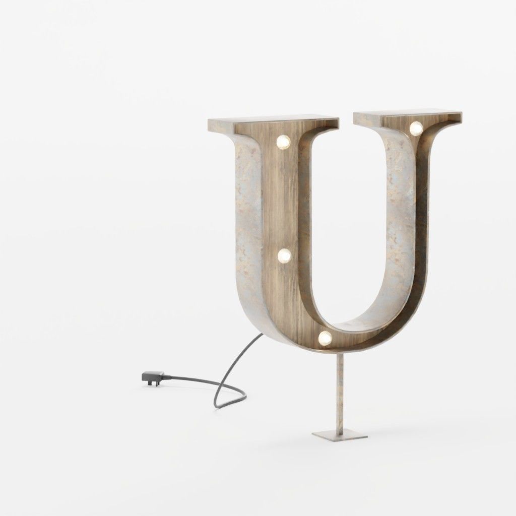 Vintage Marquee Letters Carnival Lights Signs Alpha-Numeric Low-poly 3D model_33