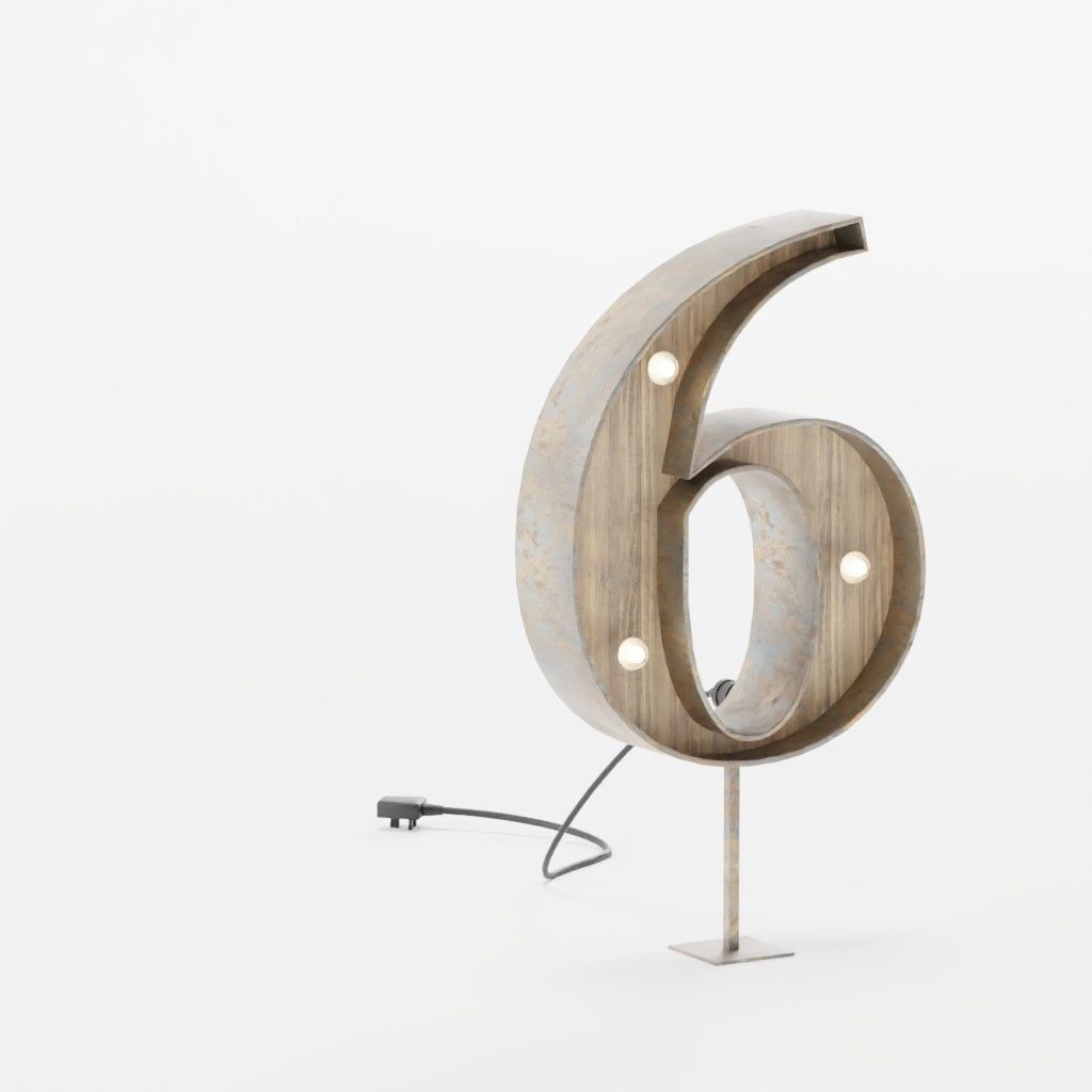 Vintage Marquee Letters Carnival Lights Signs Alpha-Numeric Low-poly 3D model_9