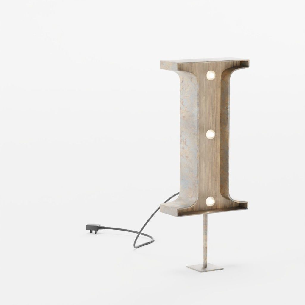 Vintage Marquee Letters Carnival Lights Signs Alpha-Numeric Low-poly 3D model_21