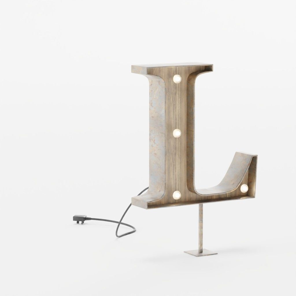 Vintage Marquee Letters Carnival Lights Signs Alpha-Numeric Low-poly 3D model_24