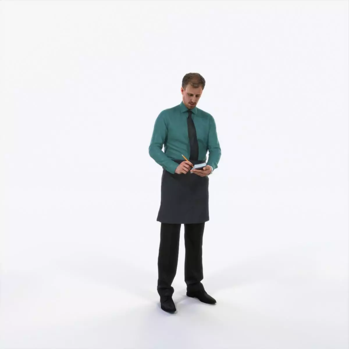 Mistery 25I Waiter Noting Working Man Low-poly 3D model_0