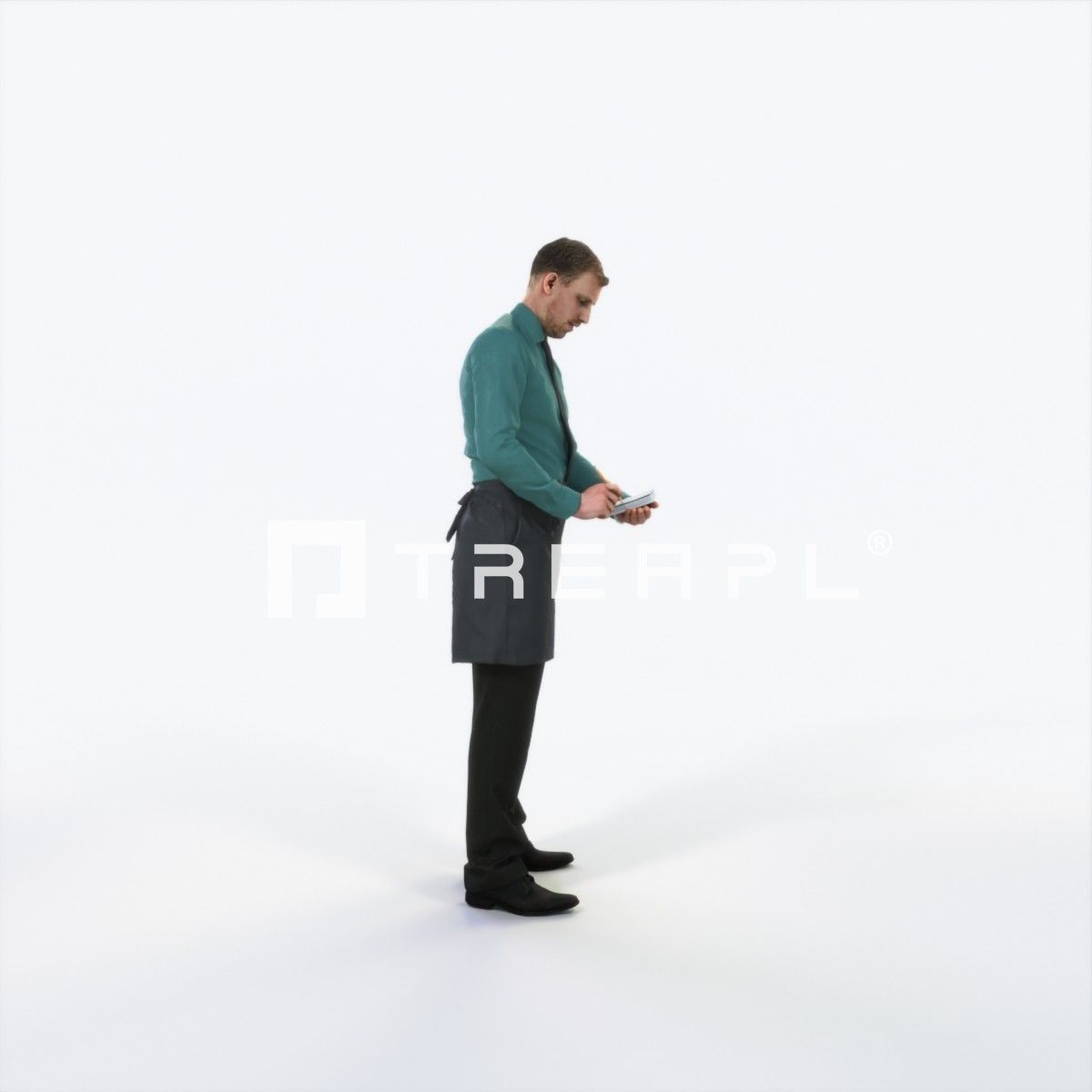 Mistery 25I Waiter Noting Working Man Low-poly 3D model_2