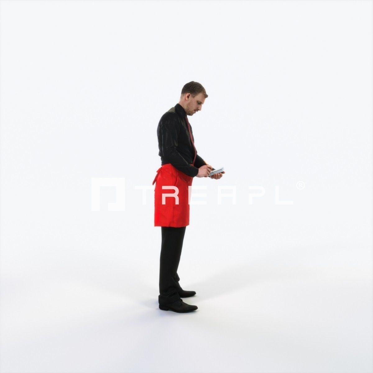 Mistery 25E Waiter Noting Working Man Low-poly 3D model_2