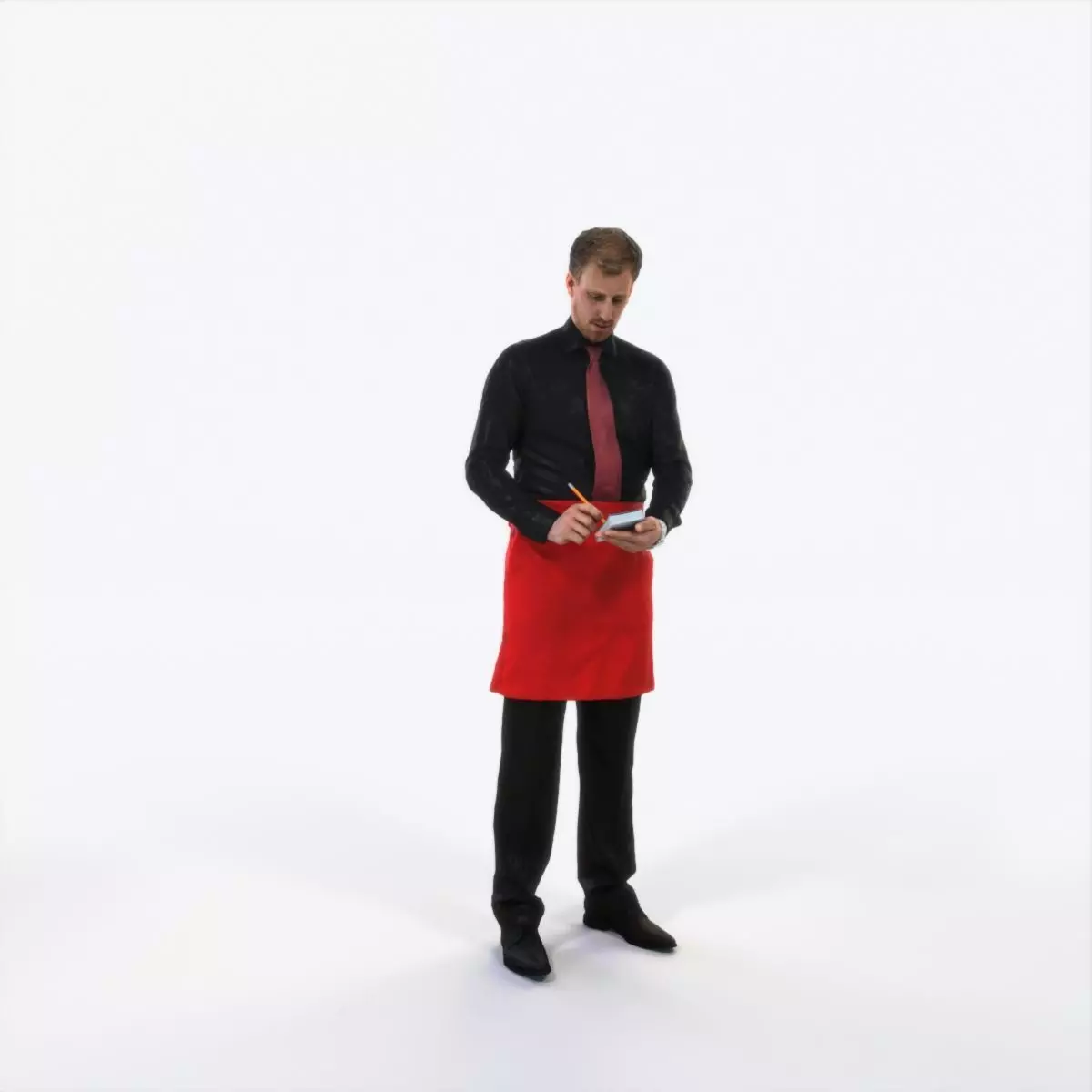 Mistery 25E Waiter Noting Working Man Low-poly 3D model_0
