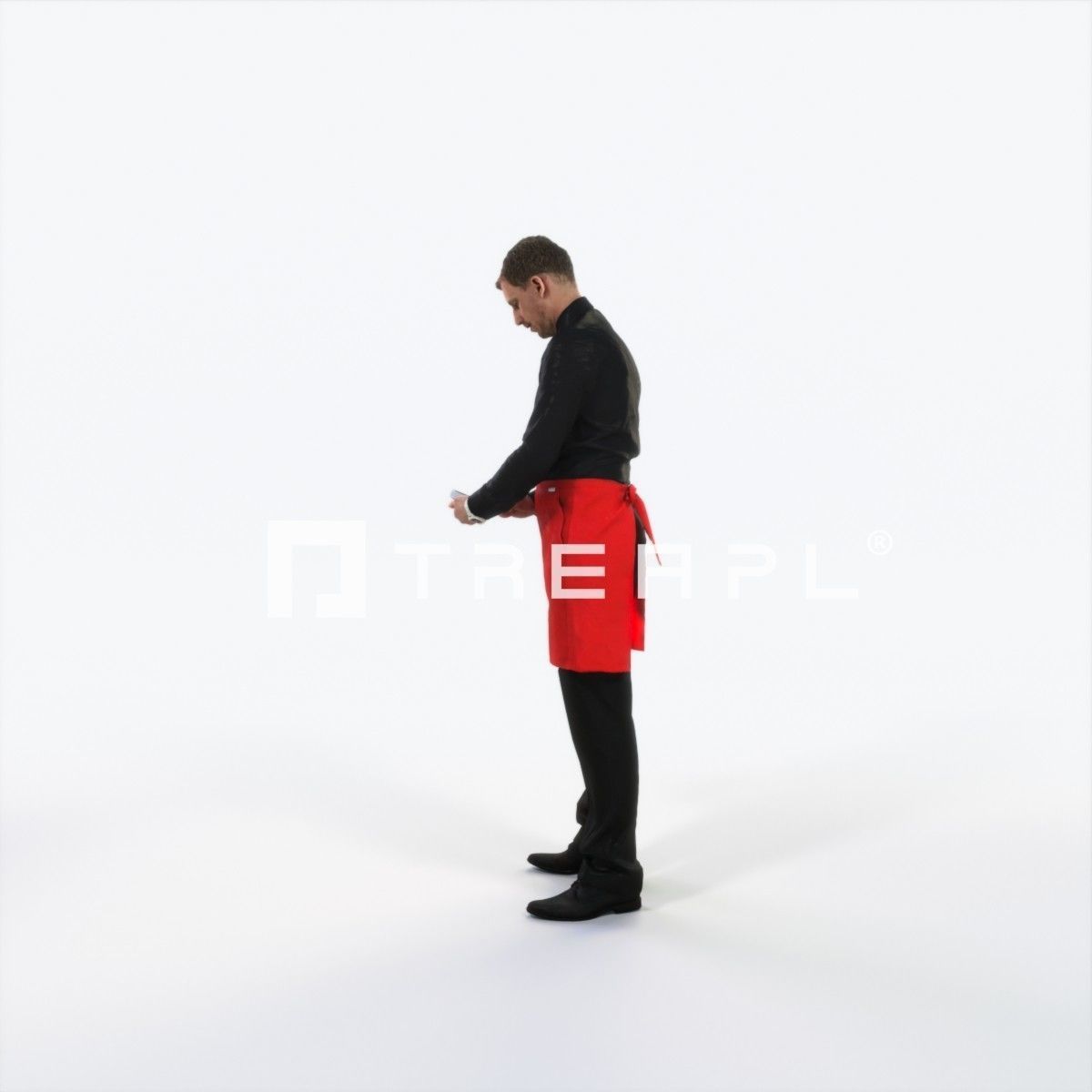 Mistery 25E Waiter Noting Working Man Low-poly 3D model_5