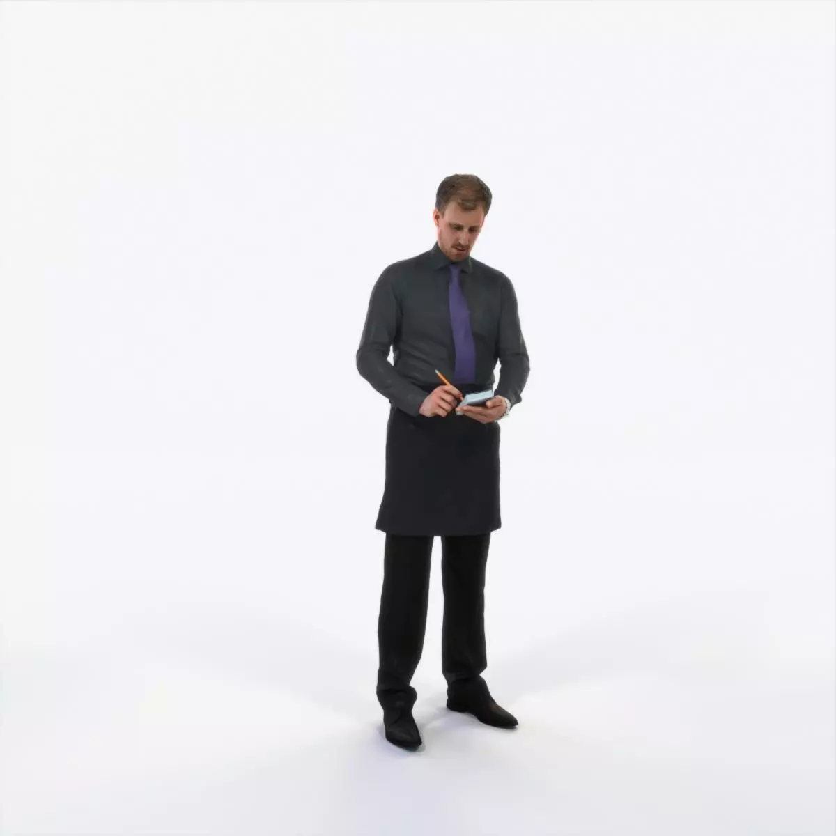 Mistery 25D Waiter Noting Working Man Low-poly 3D model_0