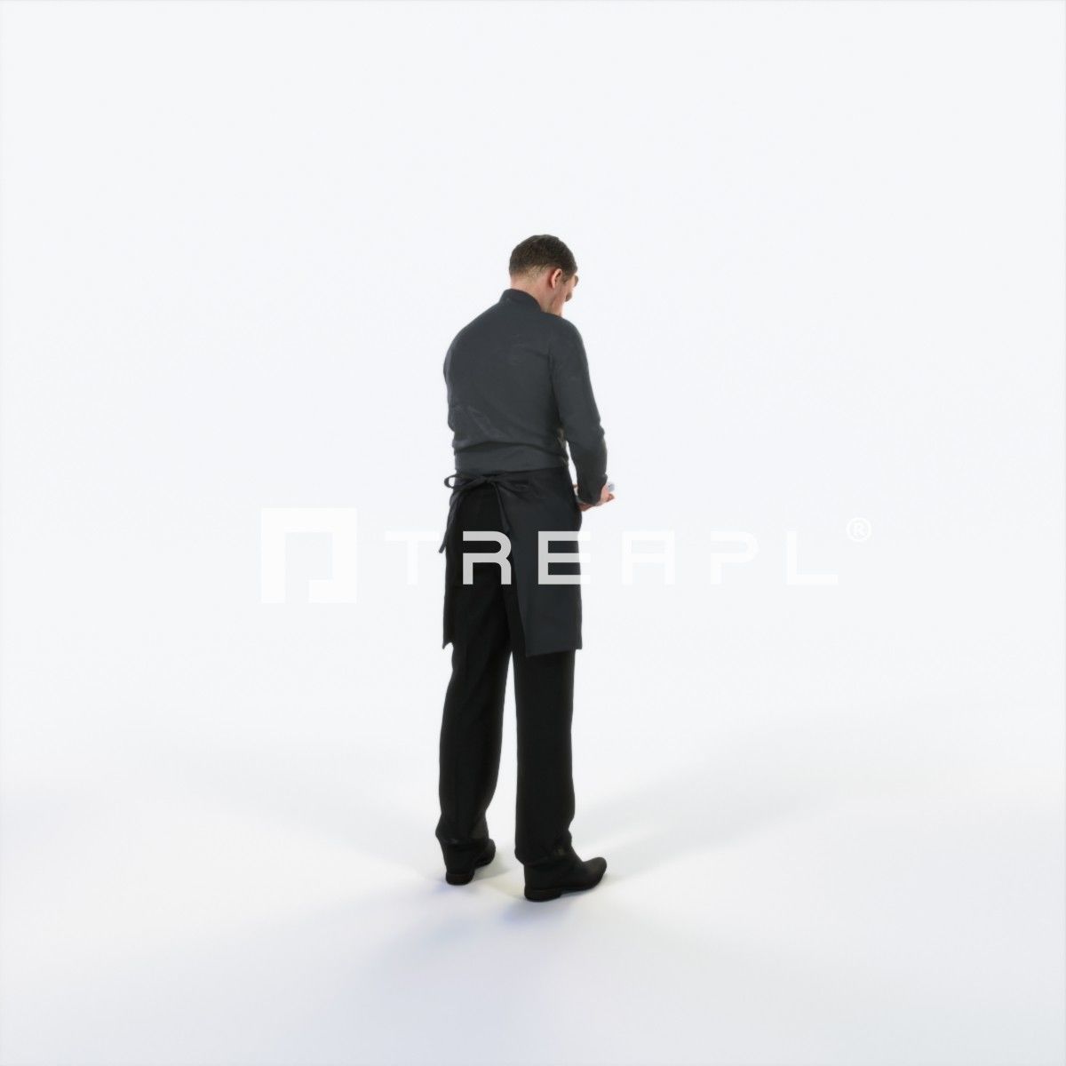 Mistery 25D Waiter Noting Working Man Low-poly 3D model_3