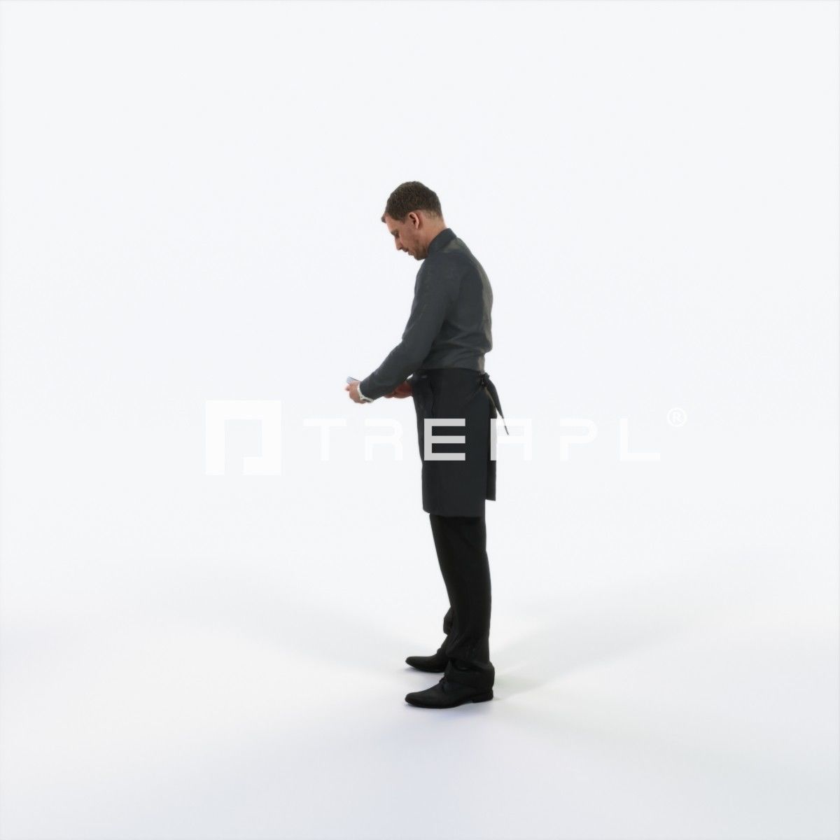 Mistery 25D Waiter Noting Working Man Low-poly 3D model_5