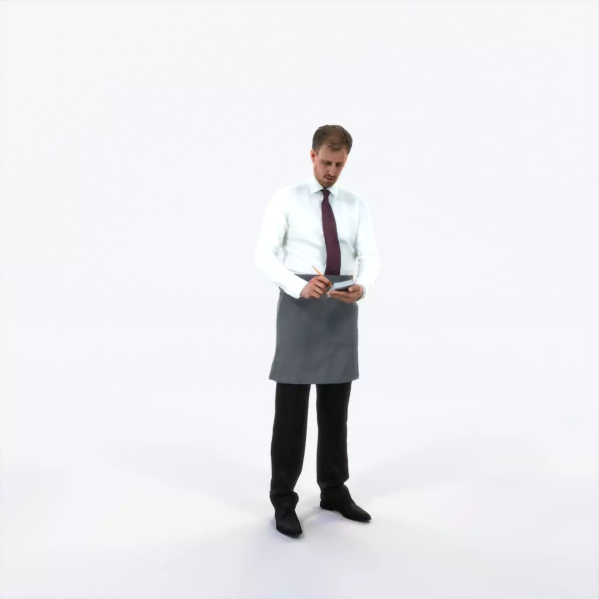 Mistery 25C Waiter Noting Working Man Low-poly 3D model_0