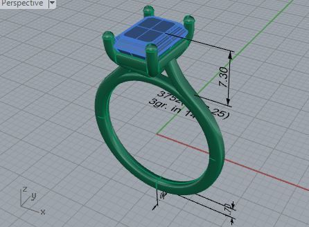 Square diamond stone ring 3752 3D print model 3D print model_7