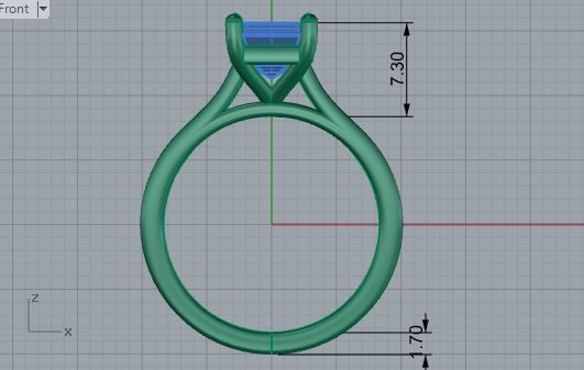 Square diamond stone ring 3752 3D print model 3D print model_5