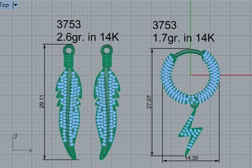 Leaf and lightning set 3753 3D print model 3D print model_4