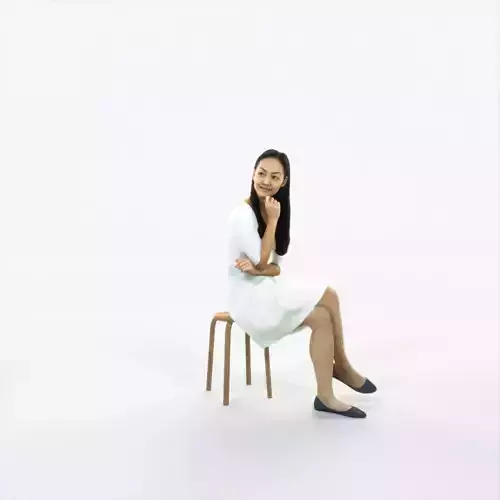 Passion 07M Listening East Asian Sitting Casual Woman Low-poly 3D model