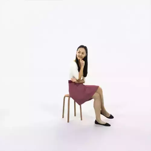 Passion 07I Listening East Asian Sitting Casual Woman Low-poly 3D model