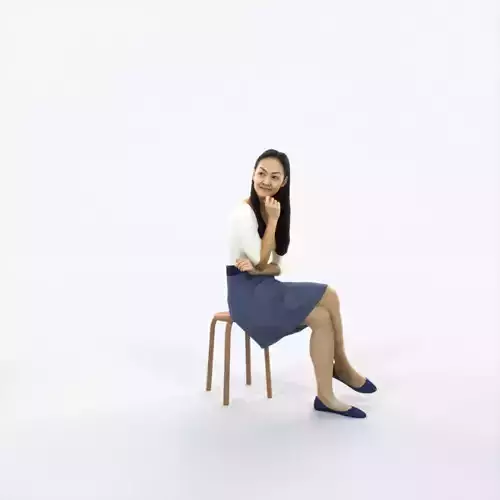Passion 07H Listening East Asian Sitting Casual Woman Low-poly 3D model