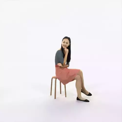 Passion 07G Listening East Asian Sitting Casual Woman Low-poly 3D model
