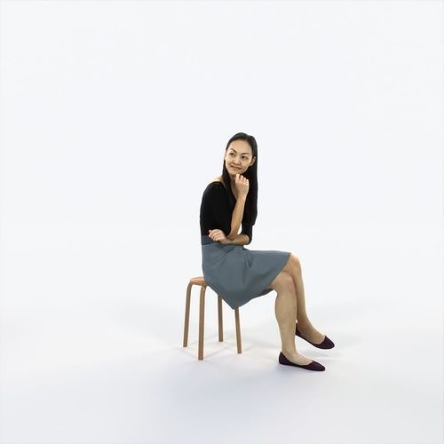Passion 07D Listening East Asian Sitting Casual Woman Low-poly 3D model