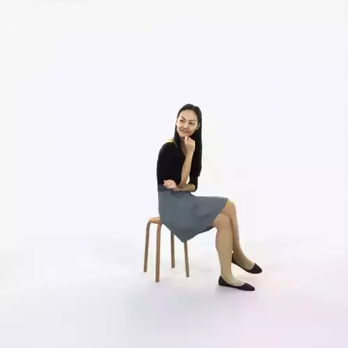 Passion 07D Listening East Asian Sitting Casual Woman Low-poly 3D model