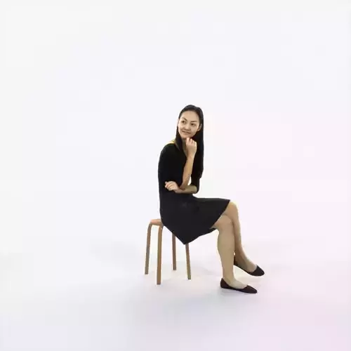 Passion 07B Listening East Asian Sitting Casual Woman Low-poly 3D model