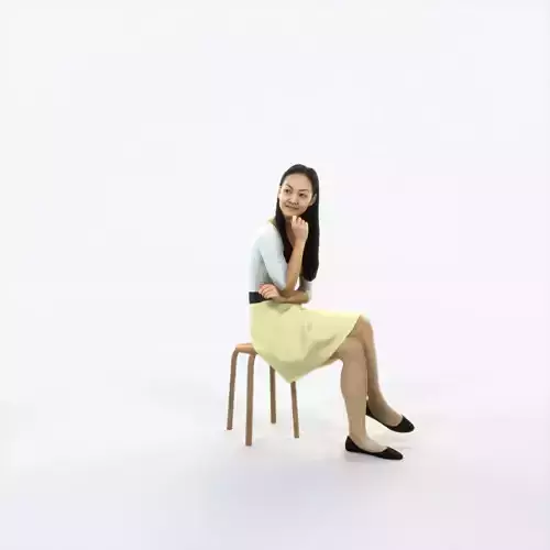 Passion 07A Listening East Asian Sitting Casual Woman Low-poly 3D model