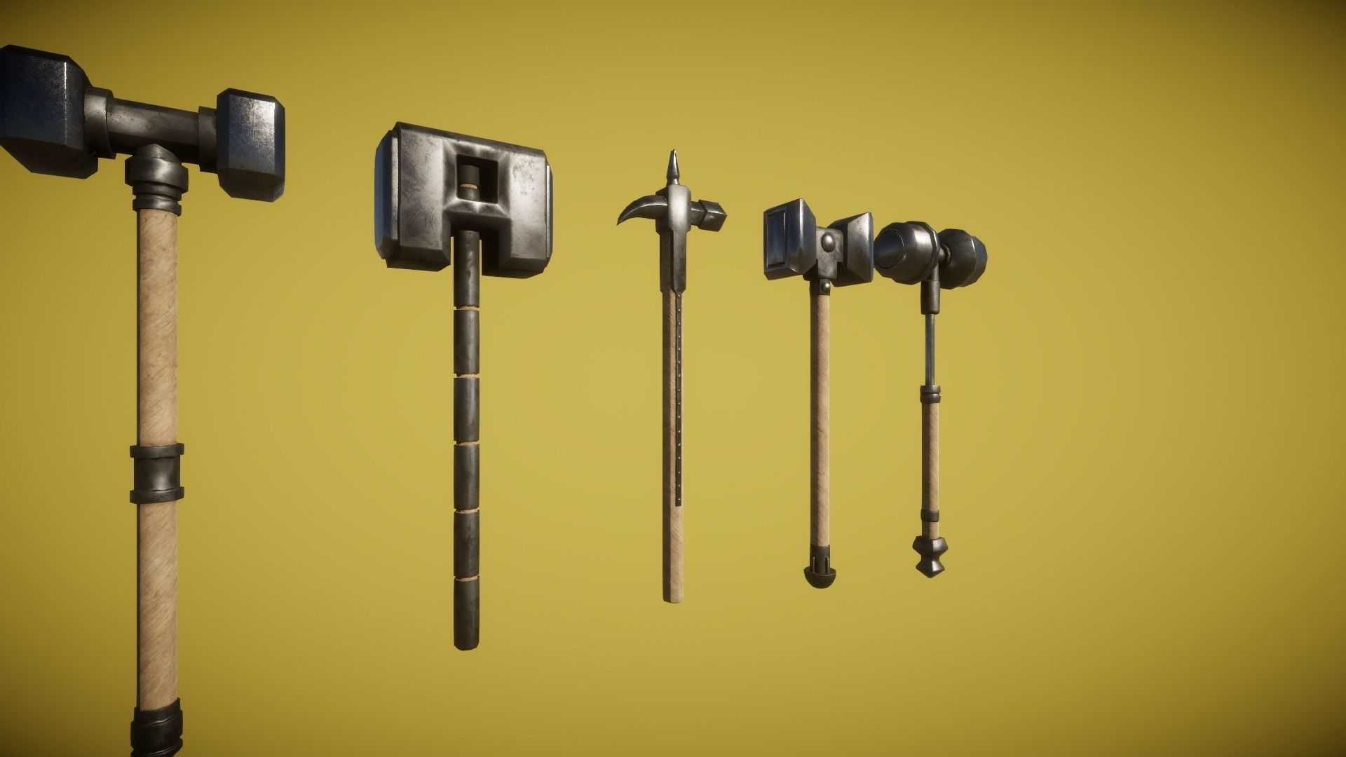 Real World - Medieval Hammers Low-poly 3D model_12