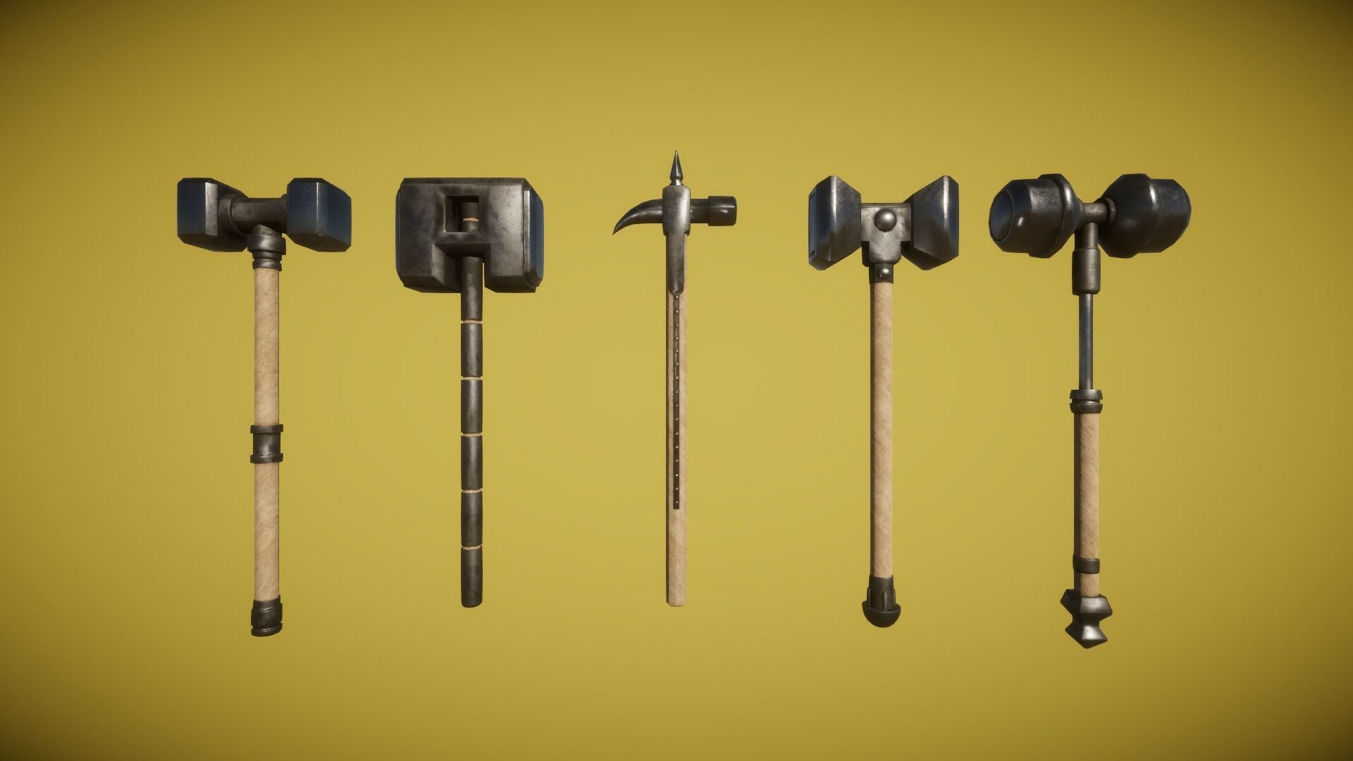 Real World - Medieval Hammers Low-poly 3D model_2