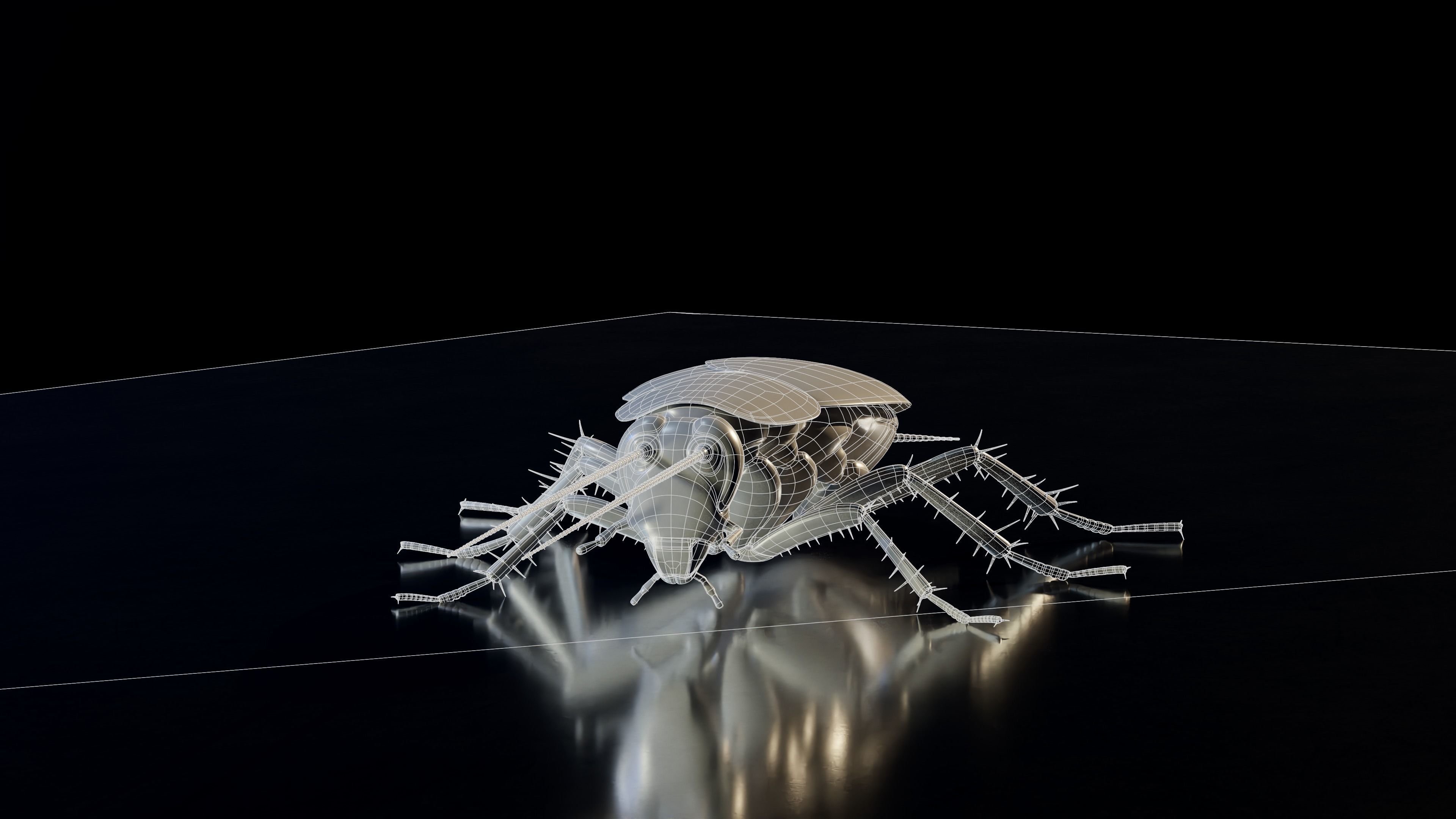 Realistic Cockroach 3D Model Rigged and PBR Textured 3D model_10