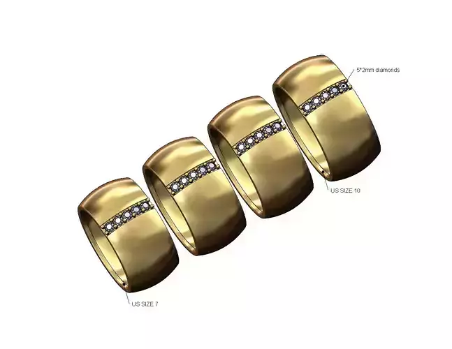 Wide diamond line dome cigar band