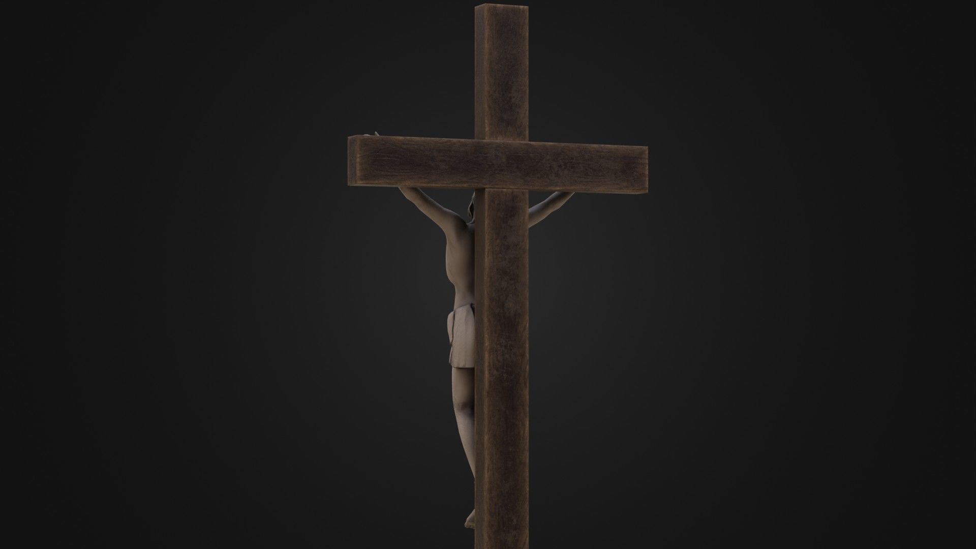 Old Dirty Crucifix Jesus in Cross Low-poly 3D model_25