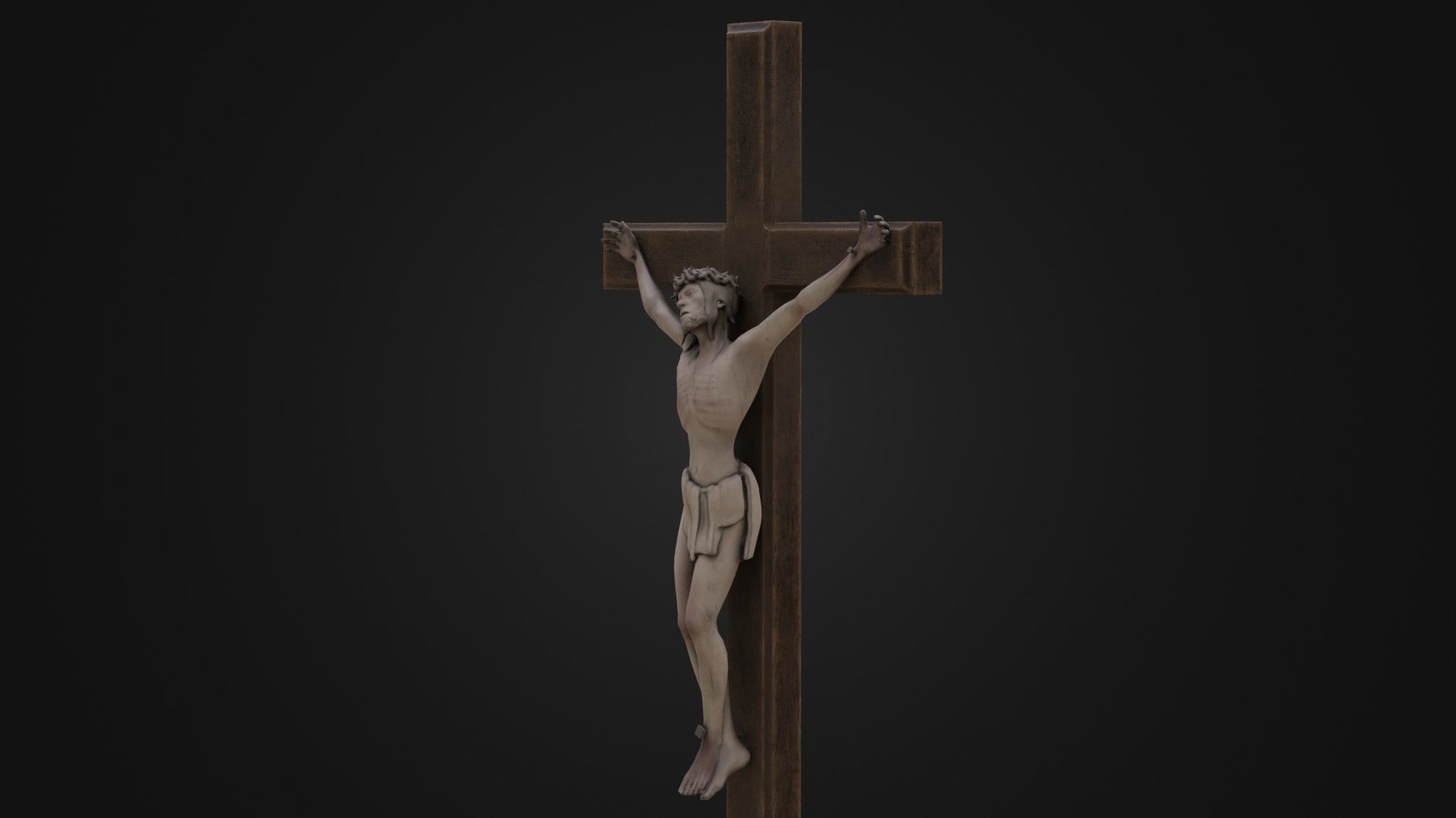 Old Dirty Crucifix Jesus in Cross Low-poly 3D model_38