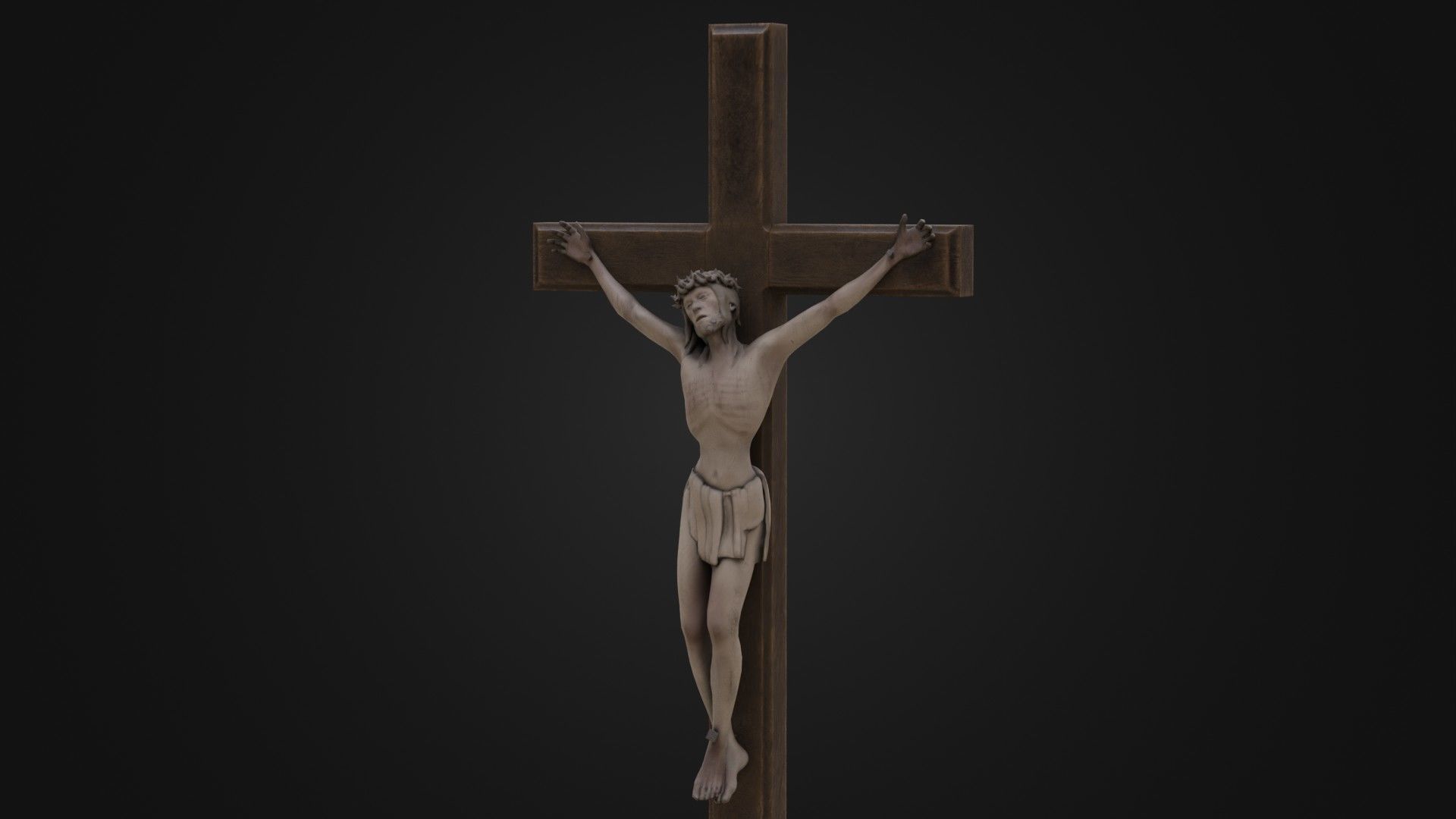 Old Dirty Crucifix Jesus in Cross Low-poly 3D model_41