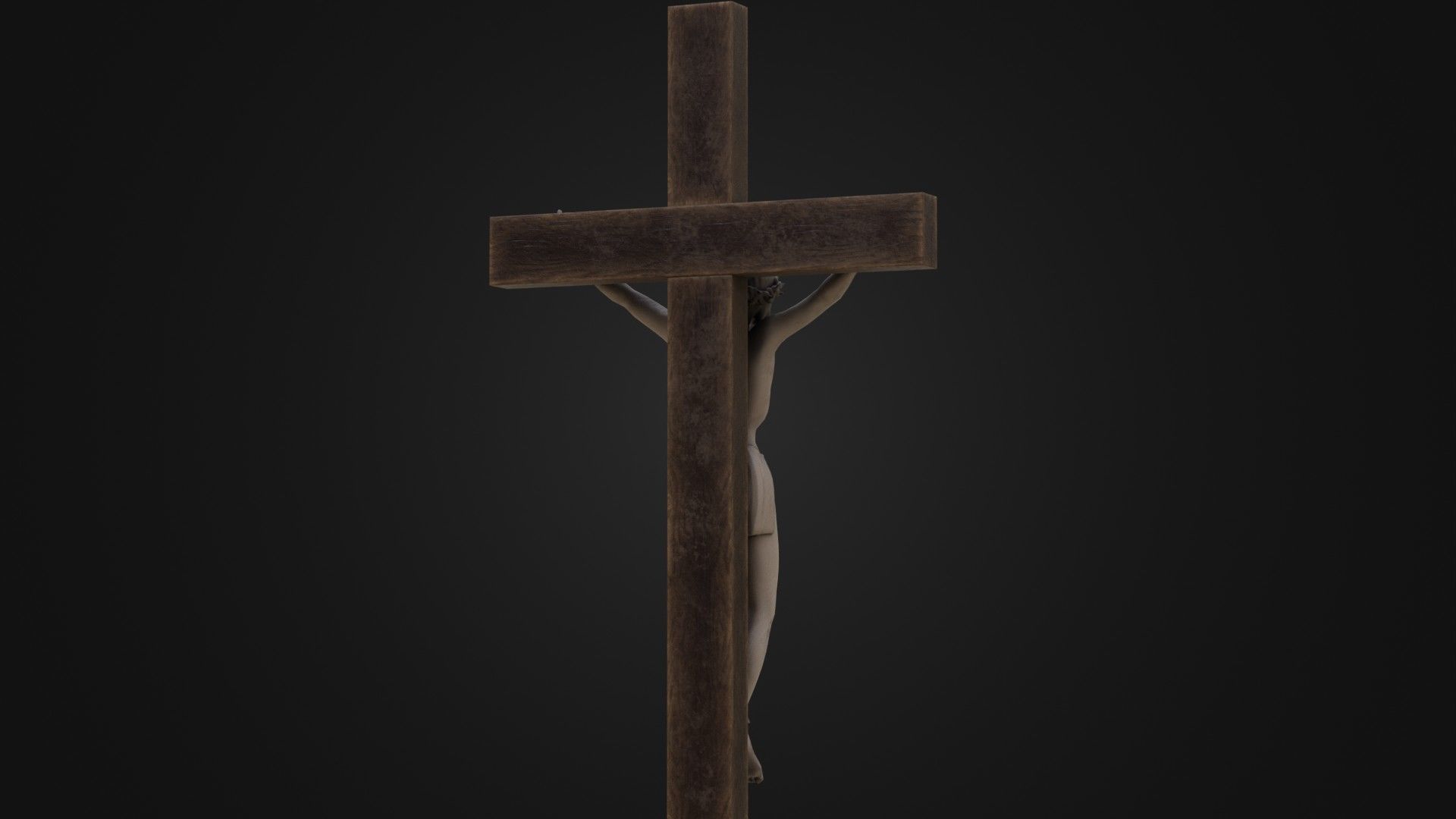Old Dirty Crucifix Jesus in Cross Low-poly 3D model_19