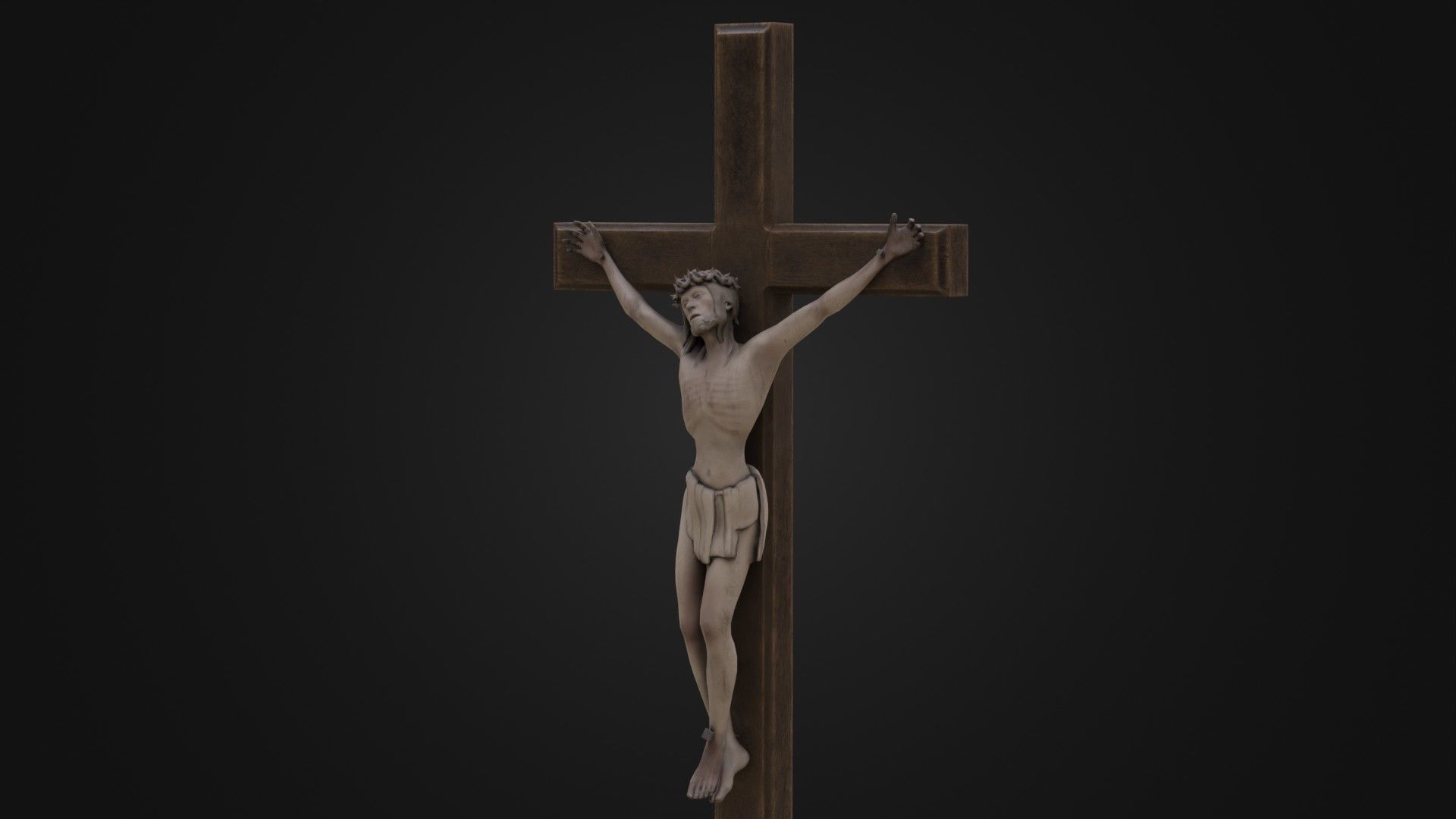 Old Dirty Crucifix Jesus in Cross Low-poly 3D model_40